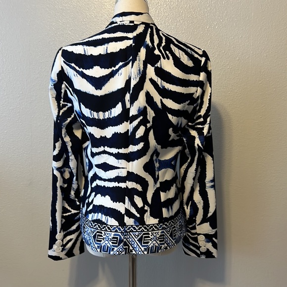 Scapa Lauren Perre Button Front Blazer/Jacket Blue/White Fully Lined Size 6 - Picture 4 of 10